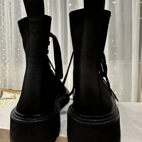 ⭐ Loeffler Randall Combat Boots — Black Canvas & Leather — Size 8 - Picture 2 of 16